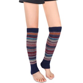 Benefeet Sox Bohemian Wool Knit Leg Warmers for Women Winter Girl Vintage Patterned Thigh High Leg Warmers Thick Warm Cable Knit Cotton Leg Warmers for Boots Ballet Party Dance Long Fashion Boot Cuffs