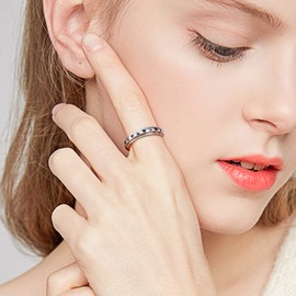 DAOCHONG Spinner Fidget Ring S925 Sterling Silver Pet Paw Print Love Heart Anxiety Worry Band Fidget Stress Relieving Boredom ADHD Autism Rings for Women Men,R-1/2