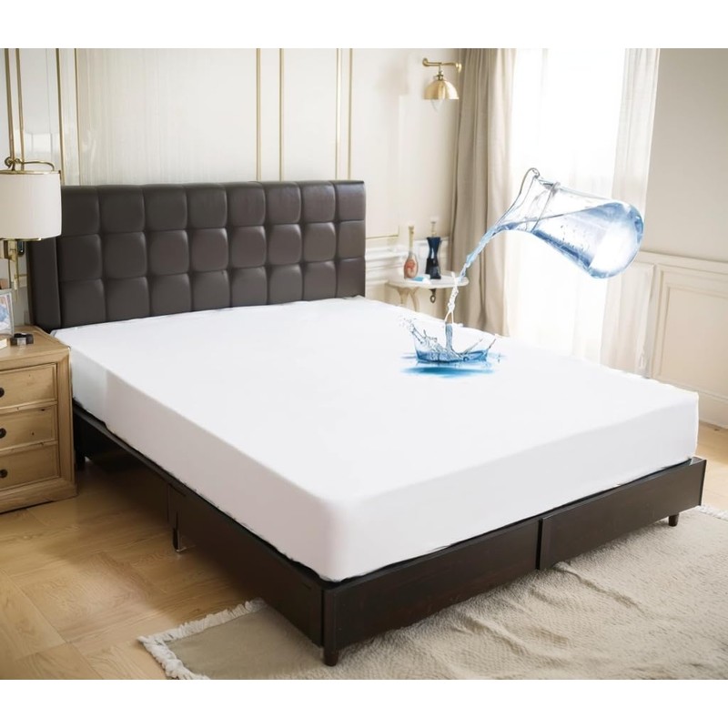 Waterproof Mattress Protector,H HOME-MART Deep Pocket Queen Size Fitted Sheet,Stretch