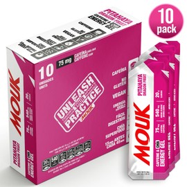 MOUK Dragon Fruit Caffeine & Chia Energy Gels, 10 Pack - Real and Natural Ingredients, Essential Electrolytes, Gels for Endurance Exercise