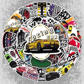 50 Pcs Car & Moto Vinyl Stickers,Sports Car Graffiti Stickers,Vinyl Waterproof Sticker for Kids Teens Girls,for Phone Laptop Bottles Skateboard Computer Phone Luggage Guitar Gifts Sticker