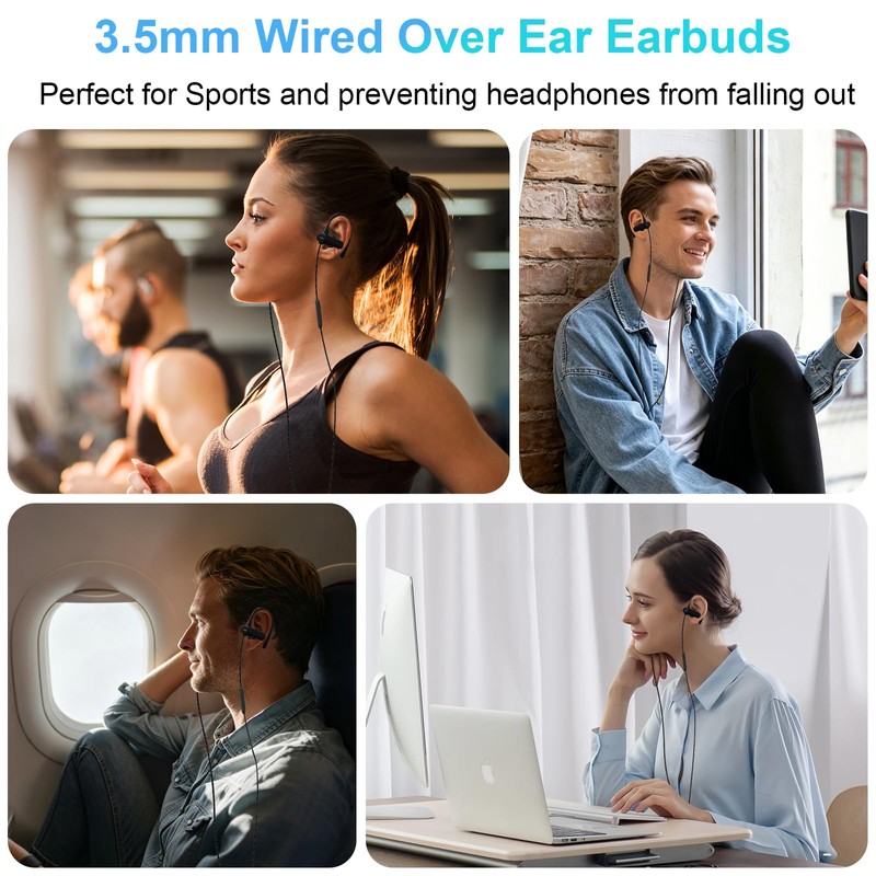 AIAUXAI Wired Over Ear Earbuds with Ear Hooks Mic for