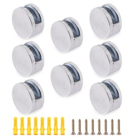 GDFYMI Mirror Clips, 8Pcs Round Mirror Glass Clip Set, Mirror Mounting Clips, Glass Clips Clamps Holder, Wall-Mounted Mirror Brackets, Dresser Mirror Fixed Fitting for 3-5mm Thick Mirror (Silver,27mm)