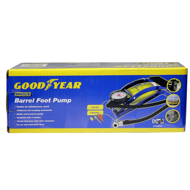 Goodyear Heavy Duty Single Barrel Foot Pump for Camping| Suitable