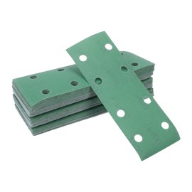 HEROFFIX 50 Pcs Sanding Discs Wet Dry Waterproof Hook & Loop Sandpaper for Woodworking, Automotive Refinishing 7.80"x2.76" 8 Hole 400 Grit Green White Corundum