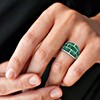 AeraVida Modern Brick Blocks of Green Malachite Inlay .925 Sterling