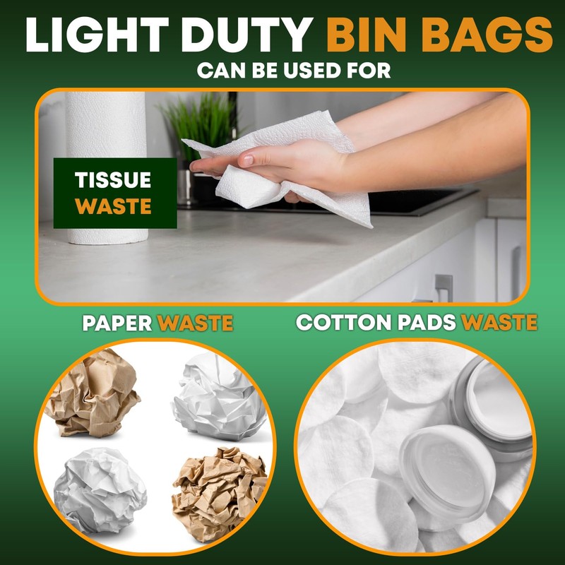 5L Bin Liners 40 Count Dustbin Waste Bags For Round,