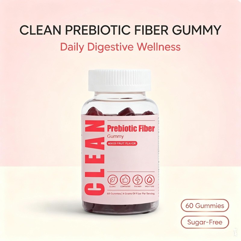 Clean Fiber Gummies for Men, Digestive Gut Health 60 Gummies