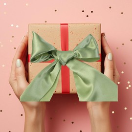 Nicerity Satin Ribbon 4inch Wide Polyester Ivory Ribbon for Gift Wrapping Weddings Party Hair Bow Invitation Decorations and More (Green)