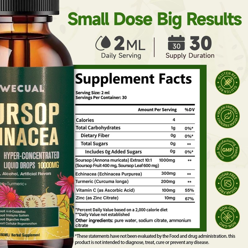 Soursop Graviola Liquid Drops 2Pack – 5 in 1 with