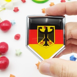 Overdecor German State Ensign Flag Decal Stickers Car Emblem Germany Eagle Car Accessories Decorations Chrome Shield Flag Sticker Decals for Cars Truck Vehicles, 2 Pack