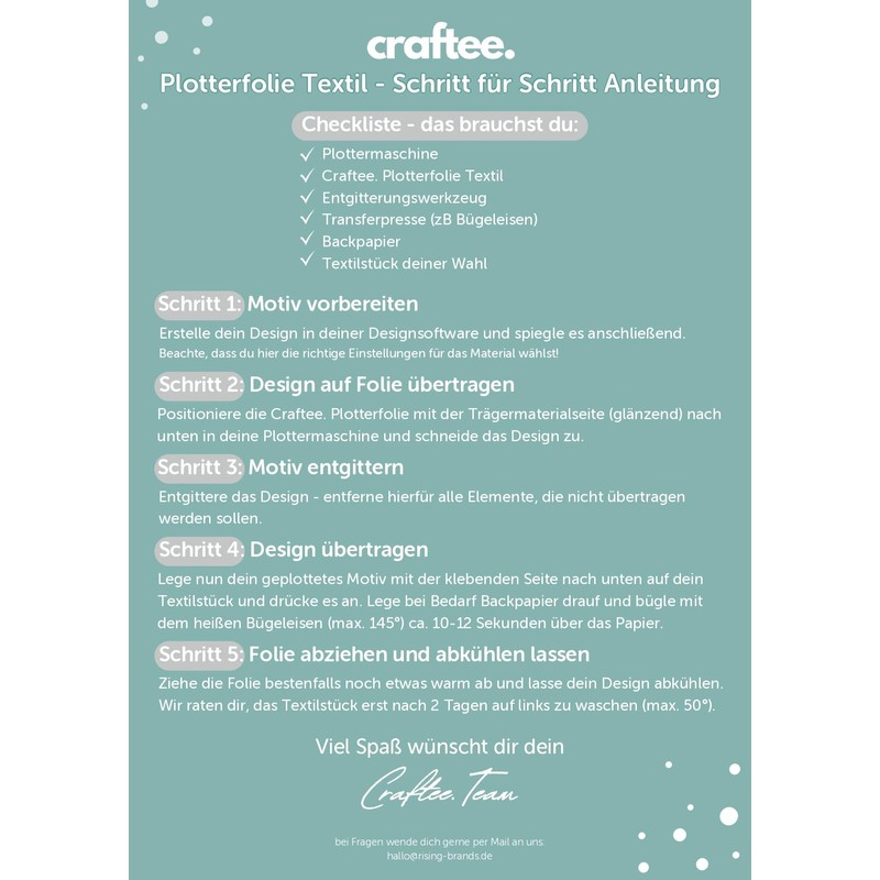 CRAFTEE - Plotter Film Textile I Plotter Vinyl Film I