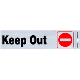 Hillman 848595 Keep Out Self-Adhesive Sign, Black, Red and Silver Mylar, 2x8 Inches 1-Sign