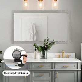 10M Grey Wood Grain Mirror Border Peel and Stick Wallpaper, Self Adhesive Waterproof Wallpaper Mirror Frame Tape for Bathroom Decor, Peel and Stick Trim Removable Kitchen Wall Decor 1.96" x 393"