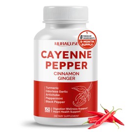 Cayenne Pepper 8-in-1 Formula - with Cinnamon, Ginger Turmeric, Odorless Garlic, Artichoke Non-GMO, Gluten-Free, Soy-Free