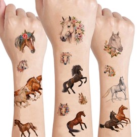 Kinretixia® 2 Sheets Horse Pattern Tattoo Set Children, Gifts for Children, Girls Gift, Temporary Tattoos, High-Quality and Durable Tattoos Party Decorations