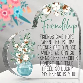Gift for Friends, Friend Gifts, Friendship Birthday Gifts, Bff Gifts, Acrylic Heart Shape For Friendship Keepsake, Bestie Friend Gifts For Women, Including Presents For Bffs, Sisters, And Close Friends.