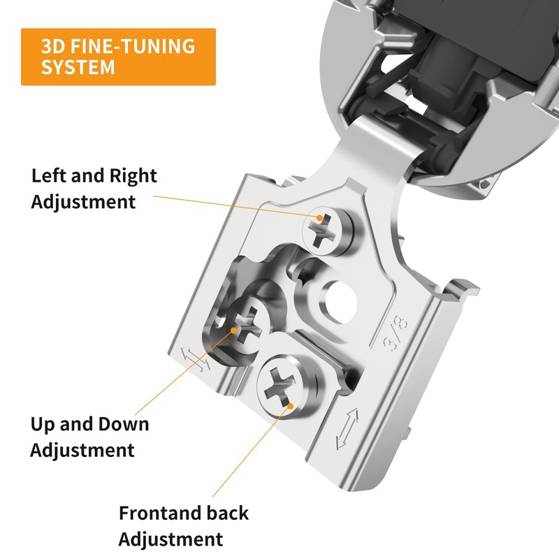 Chibery 2 Pack 3/8" Overlay 3D Soft Close Concealed Hinge