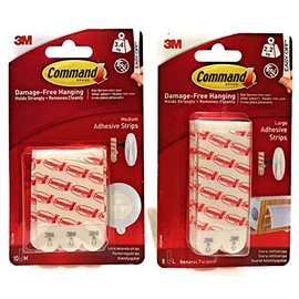 Command Mounting Refill Strips - Large, Pack of 1 (6 Strips) & Medium 9 Strips