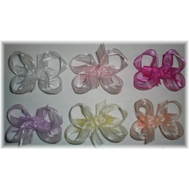 "Handmade" BOUTIQUE Baby Girl Snap Clip Sheer ORGANZA Hair Bow Barrette NO-SLIP - Choose 1