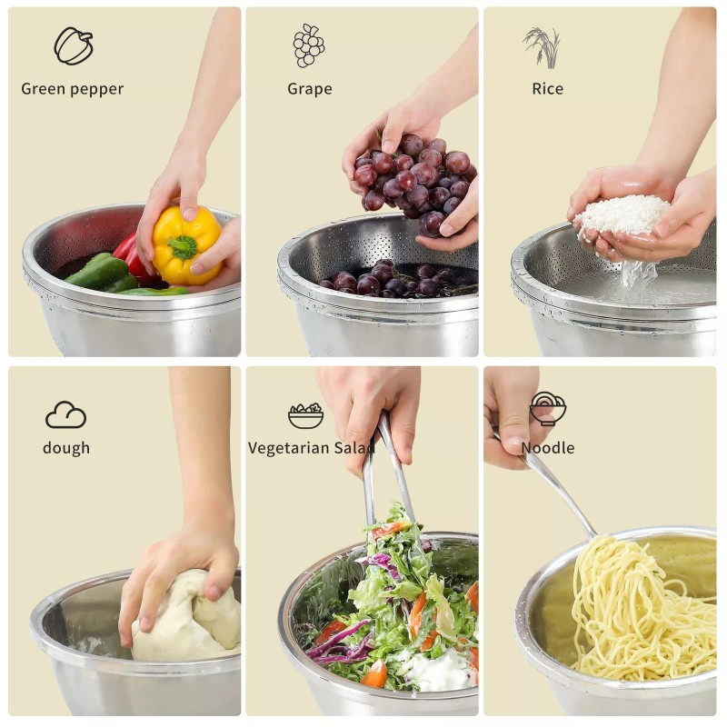 Paoli 304 Stainless Steel Microporous Colander, 4.5QT Large Capacity with