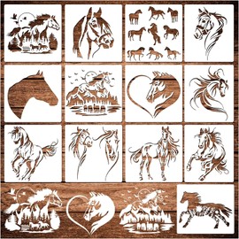 Yanroom Plantillas de Caballo para Pintar en Madera Plantillas de Arte de Caballo Reutilizables Plantillas de Manualidades de Caballo Plantillas de Granja de Plástico Plantillas para Quemar Madera