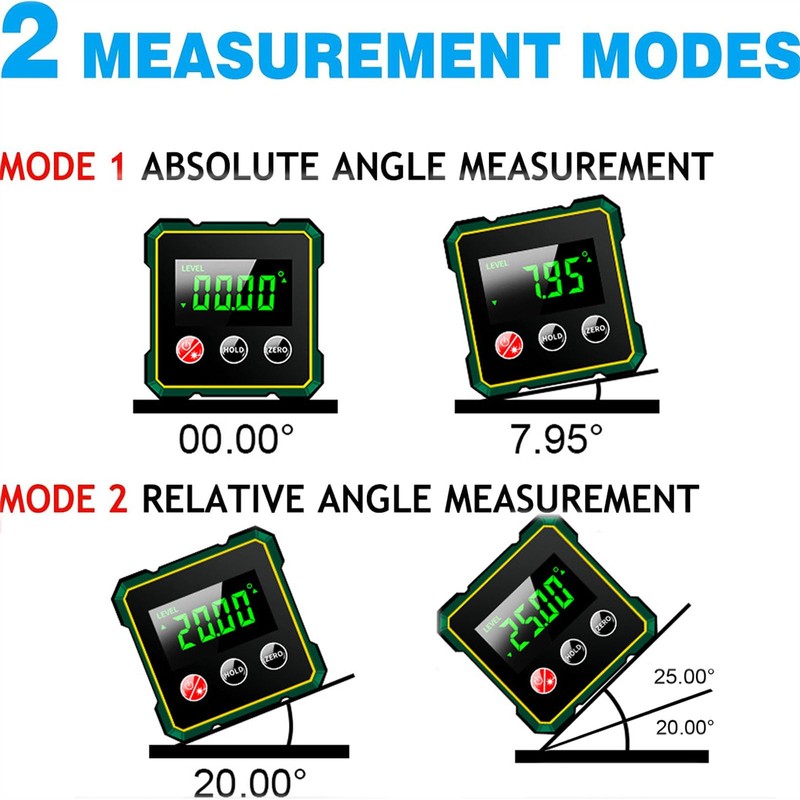 Digital Angle Finder with Electronic Laser Level,Rechargeable Inclinometer- 4-side Strong