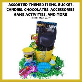 Ja'Cor Black Easter Basket DIY, Black Bat Superhero-Themed Easter Basket Filled with Chocolates Candy Eggs Treats Assorted Activities Stuffers, Gift Baskets For All Occasions Care Package