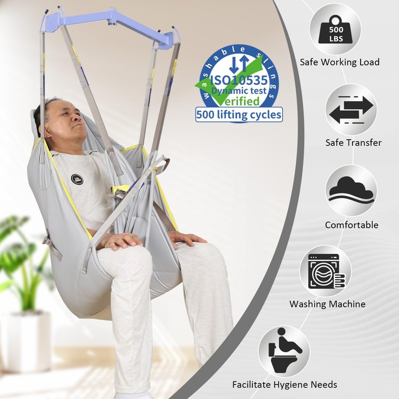 EZ Assistive Patient Lift Universal Padded Sling with Head Support,