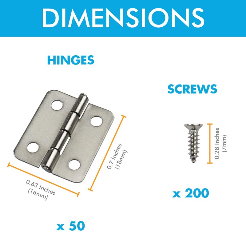 Silver Tone Mini Box Hinges 50 Sets and 200 Replacement