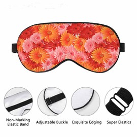 Vnwoalu Floral Sleep Eye Mask Gerbera Festive Red Men Women Sleep Mask with Adjustable Strap Eye Cover Eye Shade for Travel, Nap,Meditation