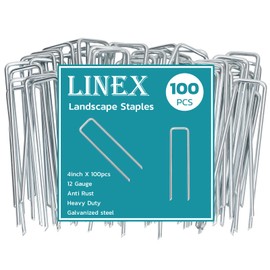 Landscape Staples 4 Inch 100 Pack Galvanized Garden Staple, Landscape Pins Anti-Rus Lawn Stakes for Securing Weed Barrier Fabric, Yard Lawn