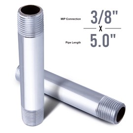 Suuply Giant OQDI5172 3/8 Inch x 5 Inch Pipe Nipple, Chrome Plated Brass