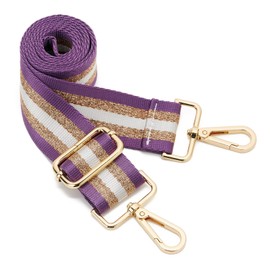 Wide Shoulder Strap Adjustable Replacement Belt Guitar Style Crossbody Bag Handbag Strap Multicolor Canvas Straps(Wide:1.4in) (Gold Purple)