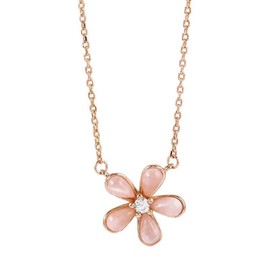 Niaspi Dainty Flower Cat's Eye Stone Pendant Necklaces for Women Girls Rose Gold Cherry Blossom Floral Pendant Necklace Elegant Pink Blossom Valentines Mother's Day Thanksgiving Jewelry Gifts