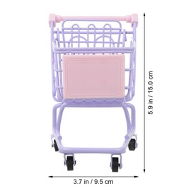 TOYANDONA Mini Supermarket Handcart Metal Shopping Cart Toy Kids Shopping Trolley for Pretend Play (Lavender)