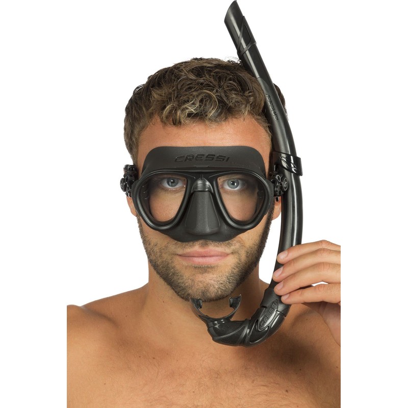 Cressi Unisex's Calibro and Corsica Snorkeling Set, Black, One Size
