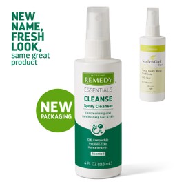 Medline Remedy Essentials Spray Cleanser (4 fl oz Spray), 1 Count, Scented, Full Body Cleanser & Shampoo, Sulfate Free, Gentle Body Wash, For Men & Women, Incontinence Cleaning, Bedside Cleansing