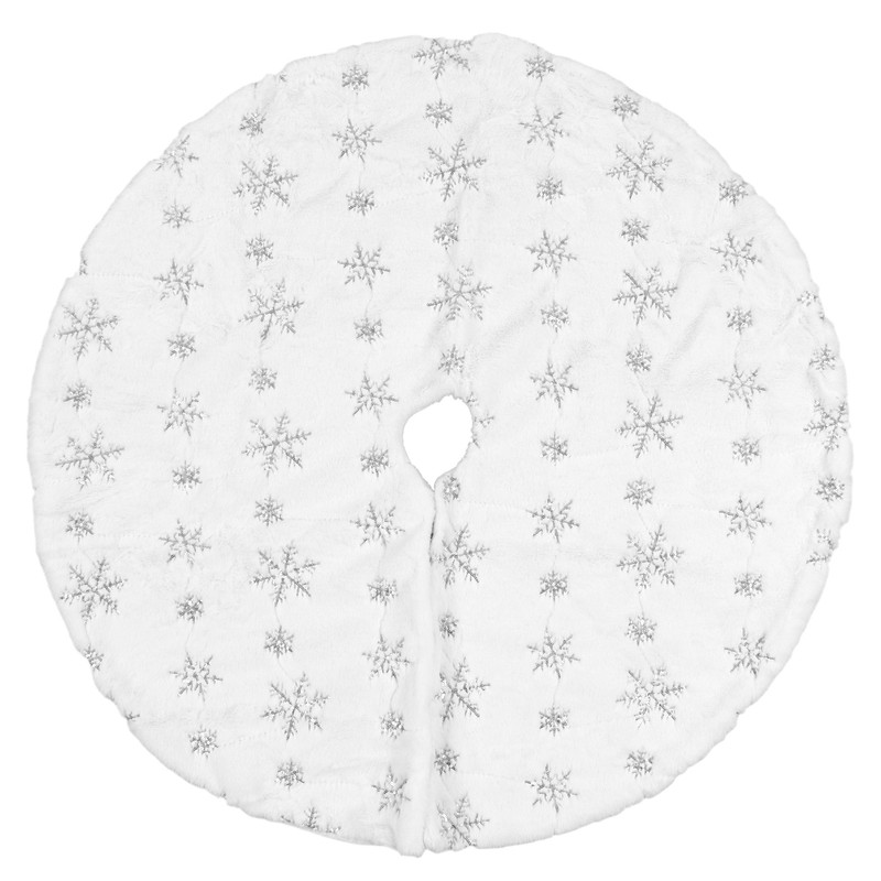 35.4in Christmas Tree Skirt Round Shape Soft Comfortable White Christmas