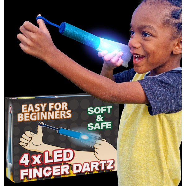 Light Up Toys Rocket Slingshot for Kids: Flash LED Rocket Launcher Toys - Foam Finger Rockets Toy - Kids Rocket Party Favors - Cool Space Rocket Toy for Boys & Girls - Outdoor Toys for Kids Ages 4-8