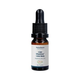 NatuGena LipoVitamine 1000 Beta, Vitamin A, E, K2, Beta-Carotin mit 150 μg Retinoläquivalenten, 1.000 IE Vitamin D3 pro Tropfen, 333 Tropfen / 10 ml