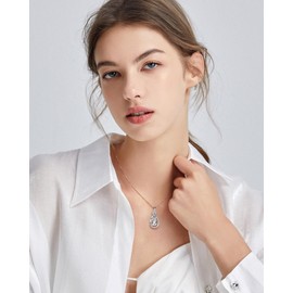 FANCIME Simulated Diamond Necklace April Birthstone Necklace Cubic Zirconia 925 Sterling Silver Infinity Knot Pendant Jewelry Anniversary Birthday Gifts for Women Mom