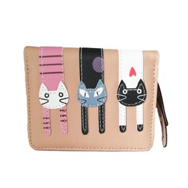 Spldsun Leather Small Purse, Women's Cat Purse, Fashion Small Purse, Zip Cat Wallet, Girls (Khaki), khaki, Casual