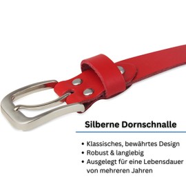Frentree Leather Belt Made in Germany, Belt for Men and Women, 3 cm Wide, Various Colours, red