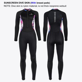 Dive Skin Full Body for Women Men Youth Rash Guard Swimsuit Wetsuit Skin Front Zipper UV Protection One Piece Bathing Suit for Diving Surfing Snorkeling Spearfishing Skin S Size
