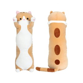 Moe Cat Plush Toy with Long Body, Soft Body Pillow, Birthday Gift, Toy (Brown, 27.6 inches (70 cm)