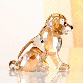 Crystal Labrador Dog Puppy Figurine Animals Lovely Craft Home Decor Ornaments Collectible Birthday Gifts (Gold)
