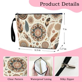 rizotus Boho Makeup Bag Travel Cosmetic Bag, Cosmetic Travel Bags For Women, Birthday Gifts Appreciation Gifts For Bestie Wife, Makeup Bag With Zipper Cosmetic Pouch Skincare Bag Toiletry Bag -A16