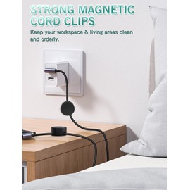 Xuuza Pro Magnetic Cable Organizer, 5-Pack Magnet Cable Holders Silicone Cord Clips for Wire Management, Suitable for Steel, Iron, Metal Table, with Extra Adhesive Pad for Ordinary Desktop (Black)