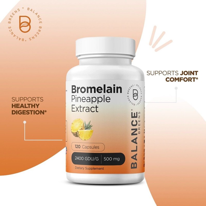 Balance Breens Bromelain 500mg, 120 Capsules - Pineapple Extract